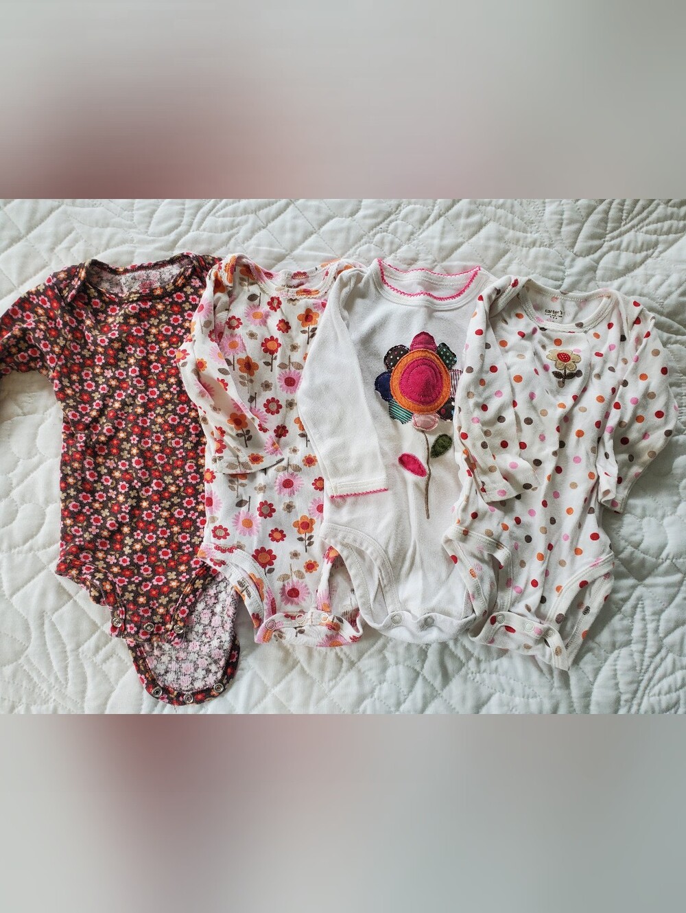 9 Month Girl Set Of 4 Floral Onesies
